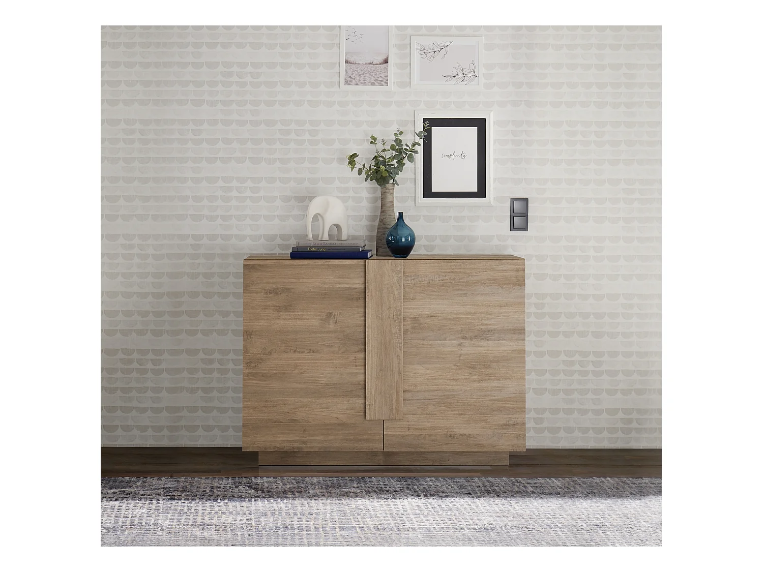 Madia piccola design moderno a due ante battenti per zona giorno 121x90 ML28 rovere mercure