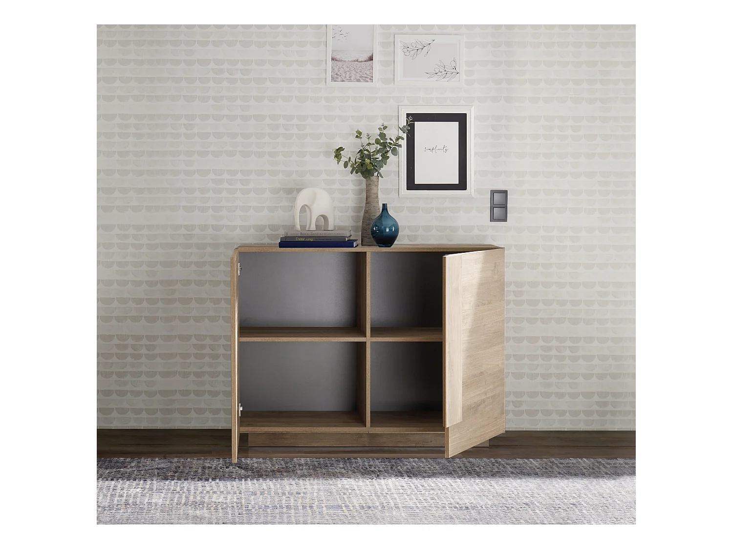 Madia piccola design moderno a due ante battenti per zona giorno 121x90 ML28 rovere mercure