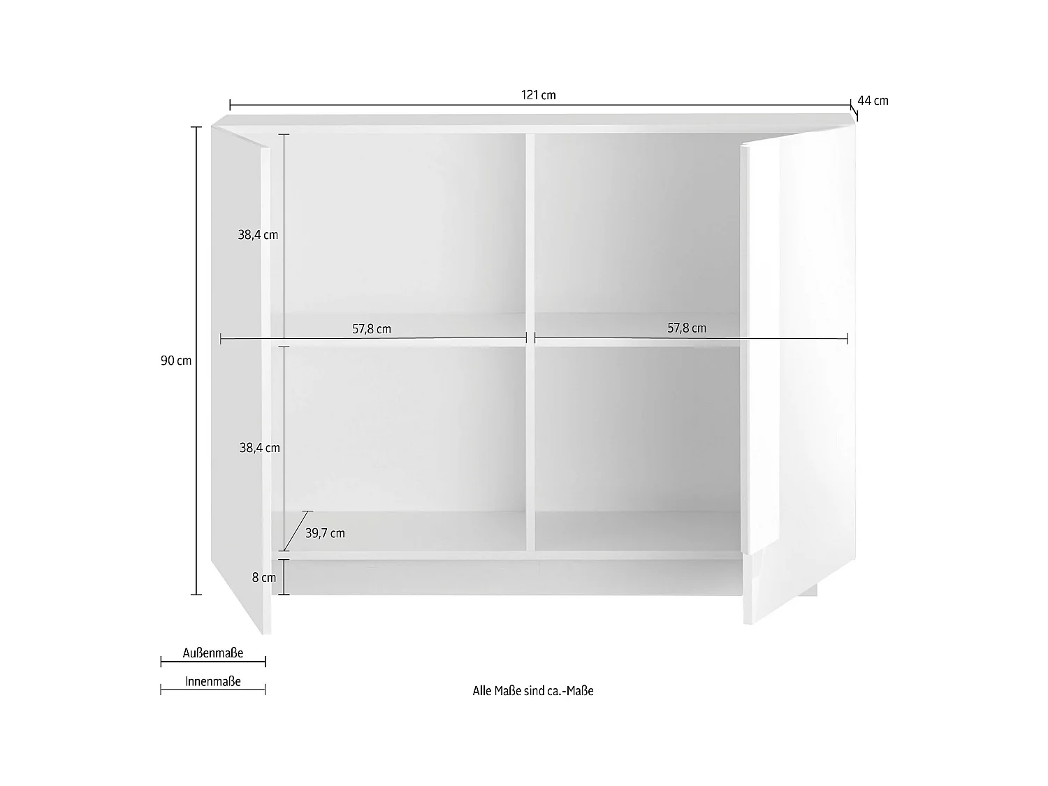 Madia piccola design moderno a due ante battenti per zona giorno 121x90 ML28 rovere mercure