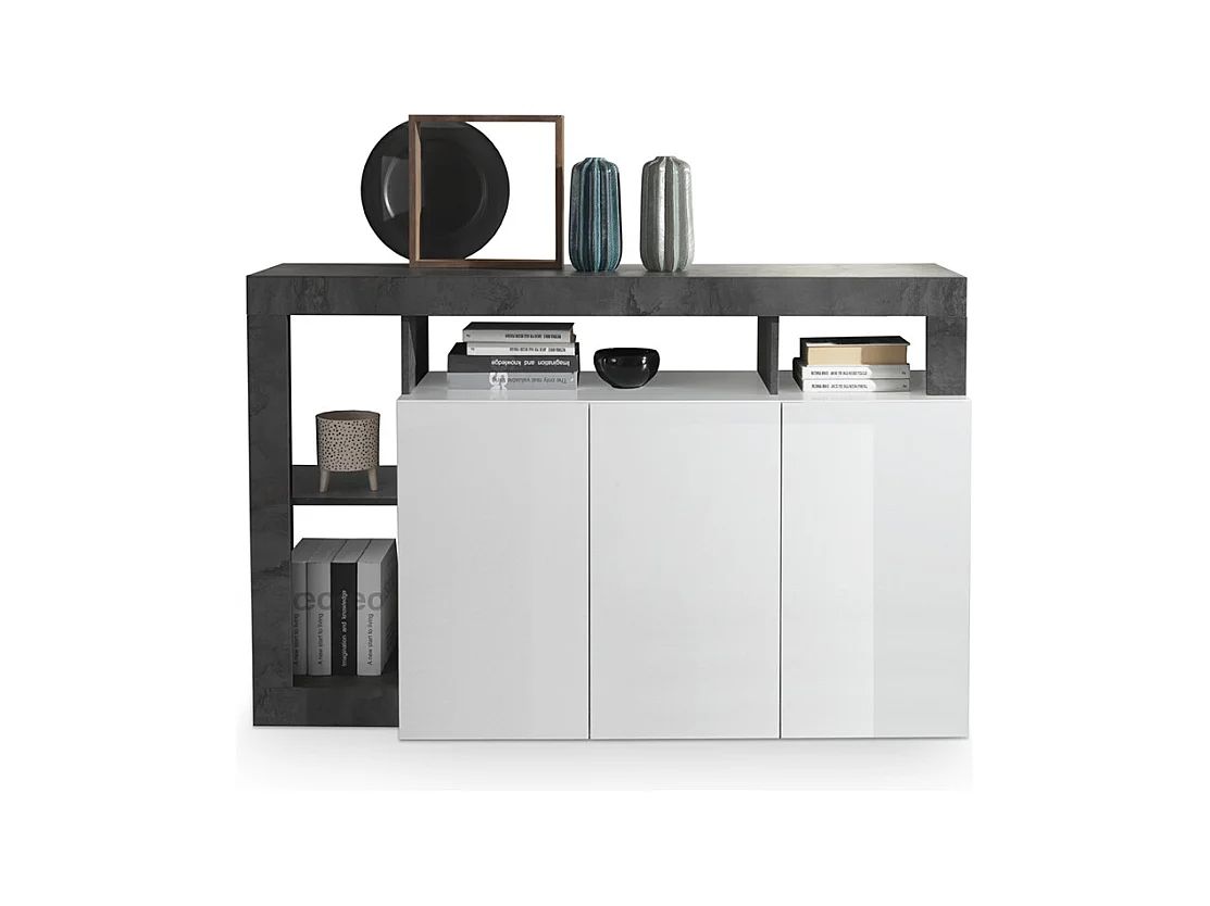 Madia design moderno con tre ante e ripiano da soggiorno 146x93 ML18 bianco e ossido