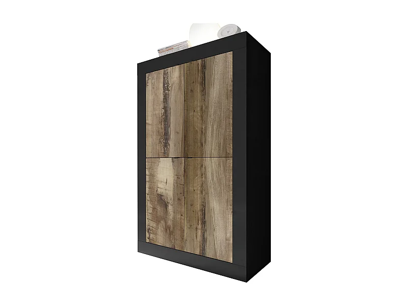 Credenza da zona giorno a quattro ante battenti design moderno 102x162 MCL2 nero e pero