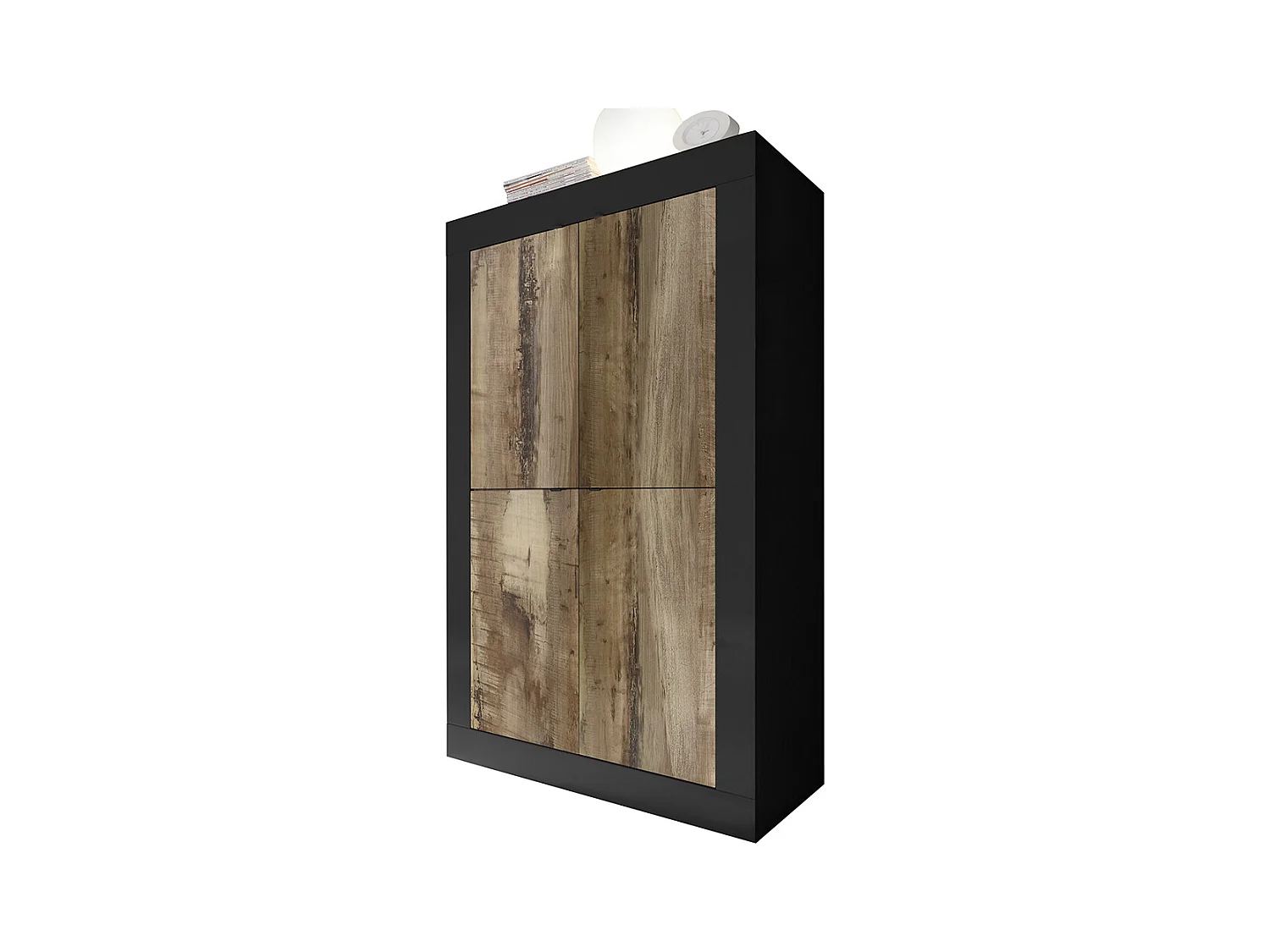 Credenza da zona giorno a quattro ante battenti design moderno 102x162 MCL2 nero e pero