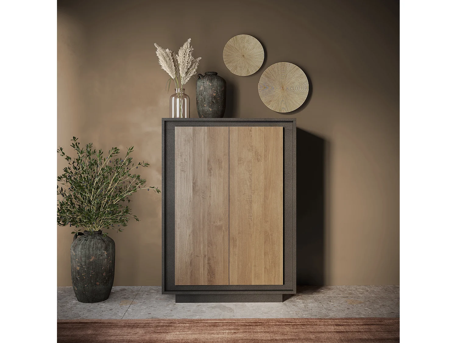 Mobile contenitore a 2 ante 106x171 cm grafite e rovere scuro MCL17