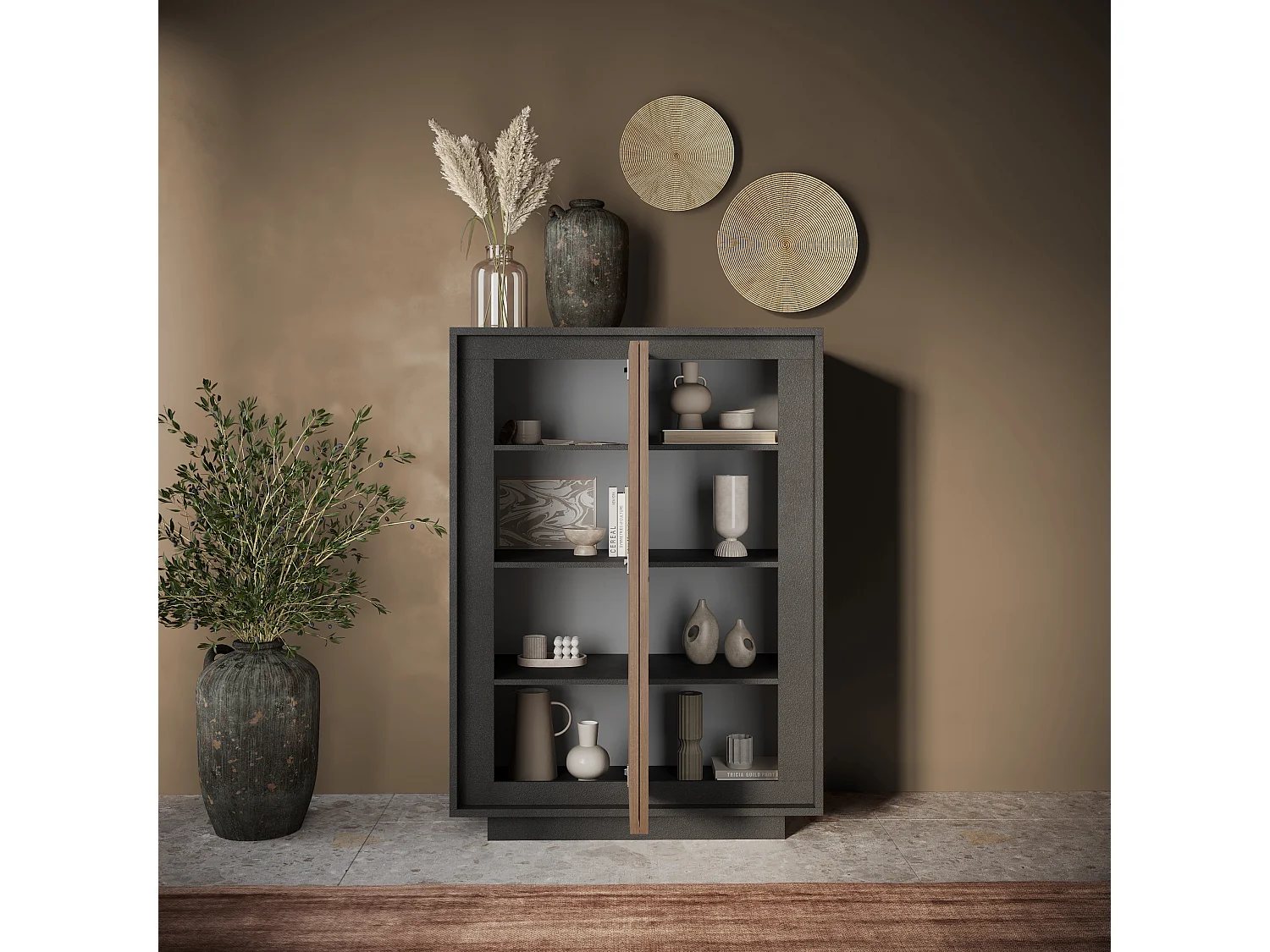 Mobile contenitore a 2 ante 106x171 cm grafite e rovere scuro MCL17