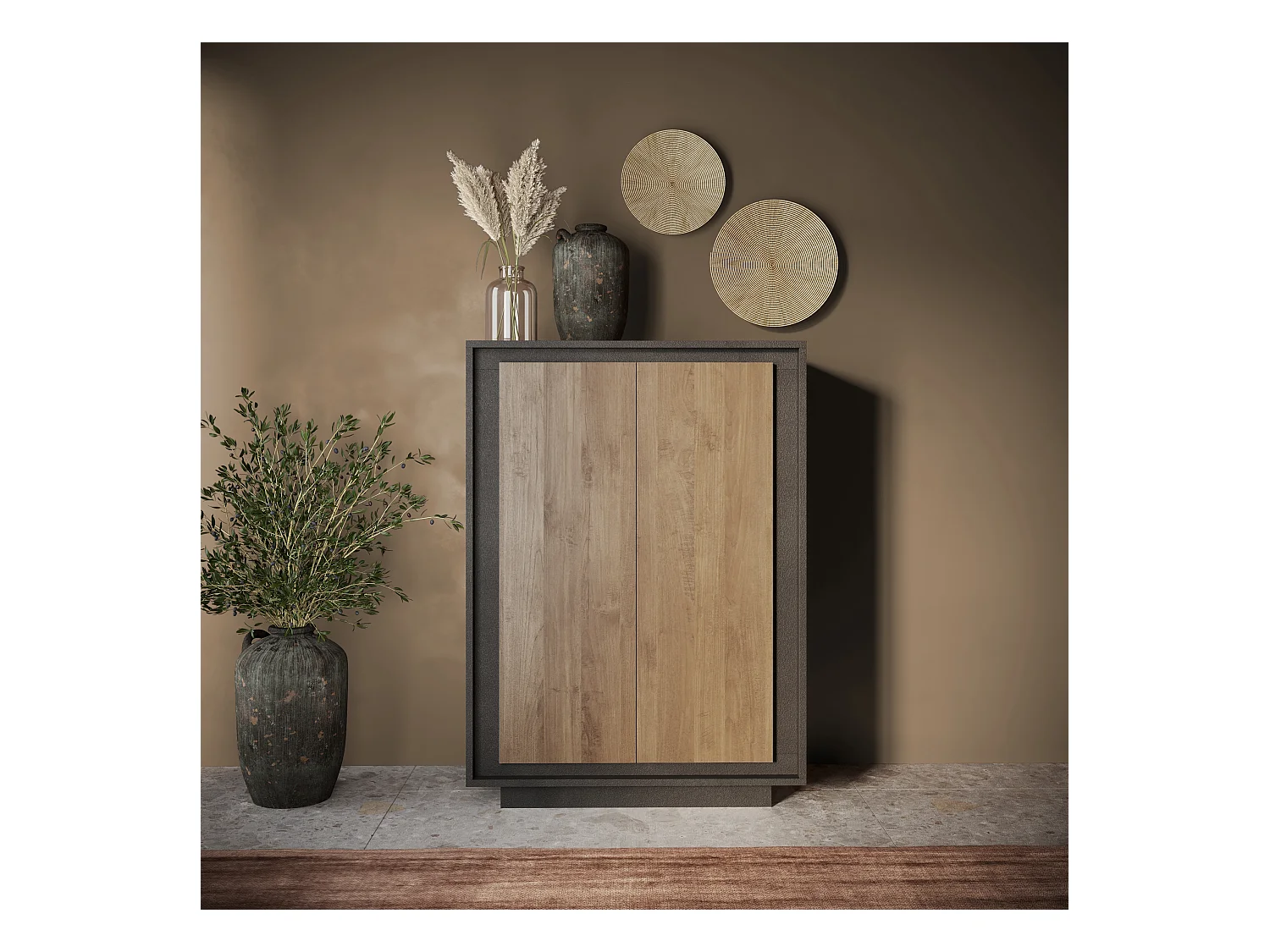Mobile contenitore a 2 ante 106x171 cm grafite e rovere scuro MCL17