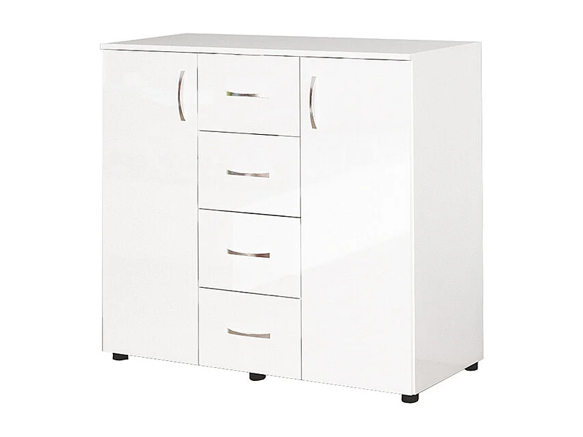 Madia moderna laccata per sala da pranzo con quattro cassetti 100x91 bianco lucido MG1