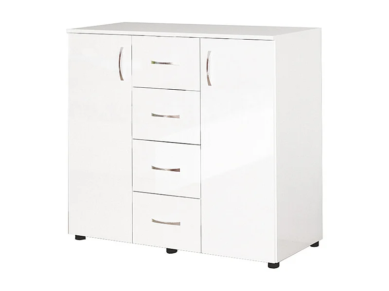 Madia moderna laccata per sala da pranzo con quattro cassetti 100x91 bianco lucido MG1