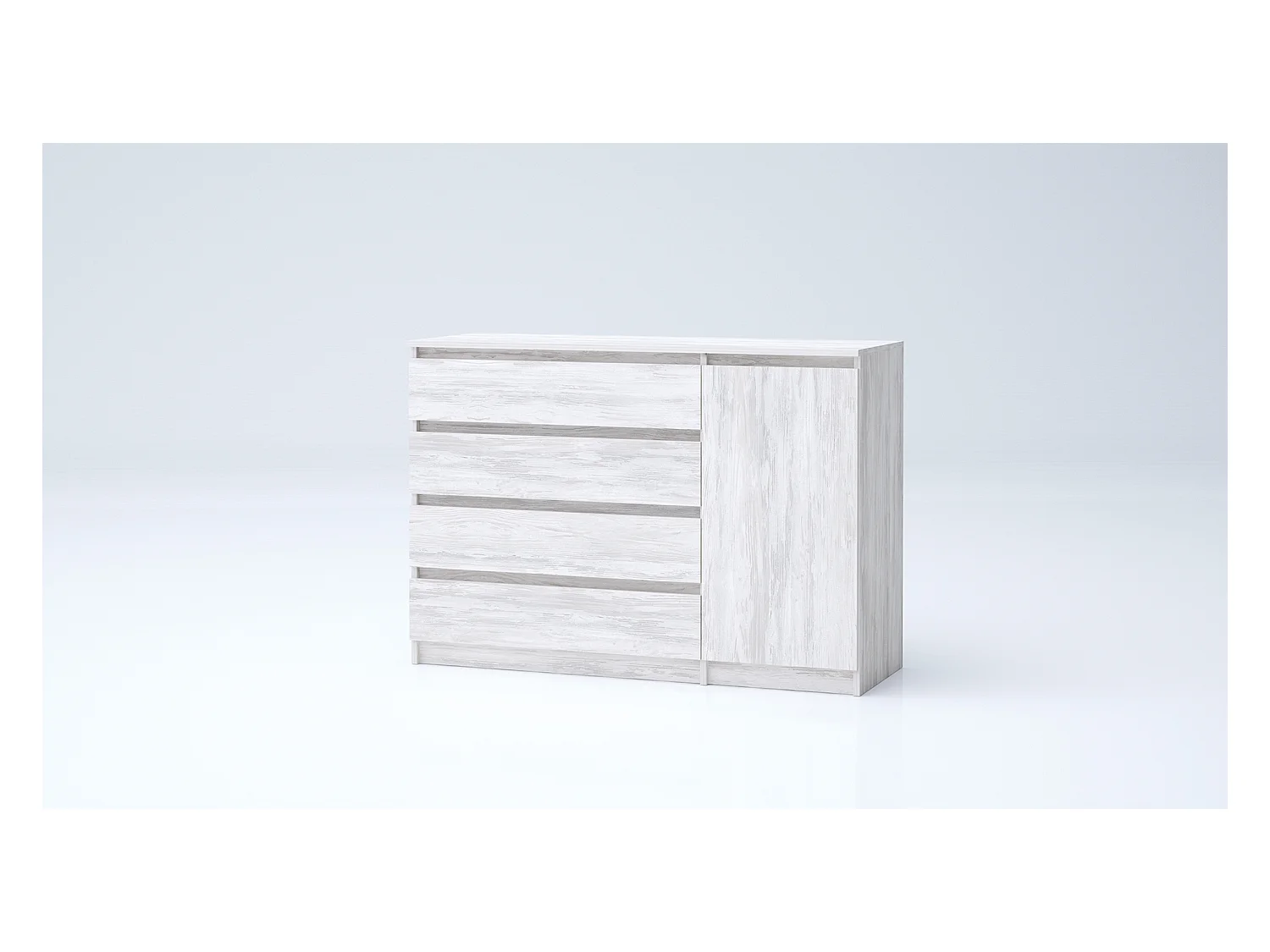 Madia grande per soggiorno 120x86 cm con 4 cassetti bianco legno MG7