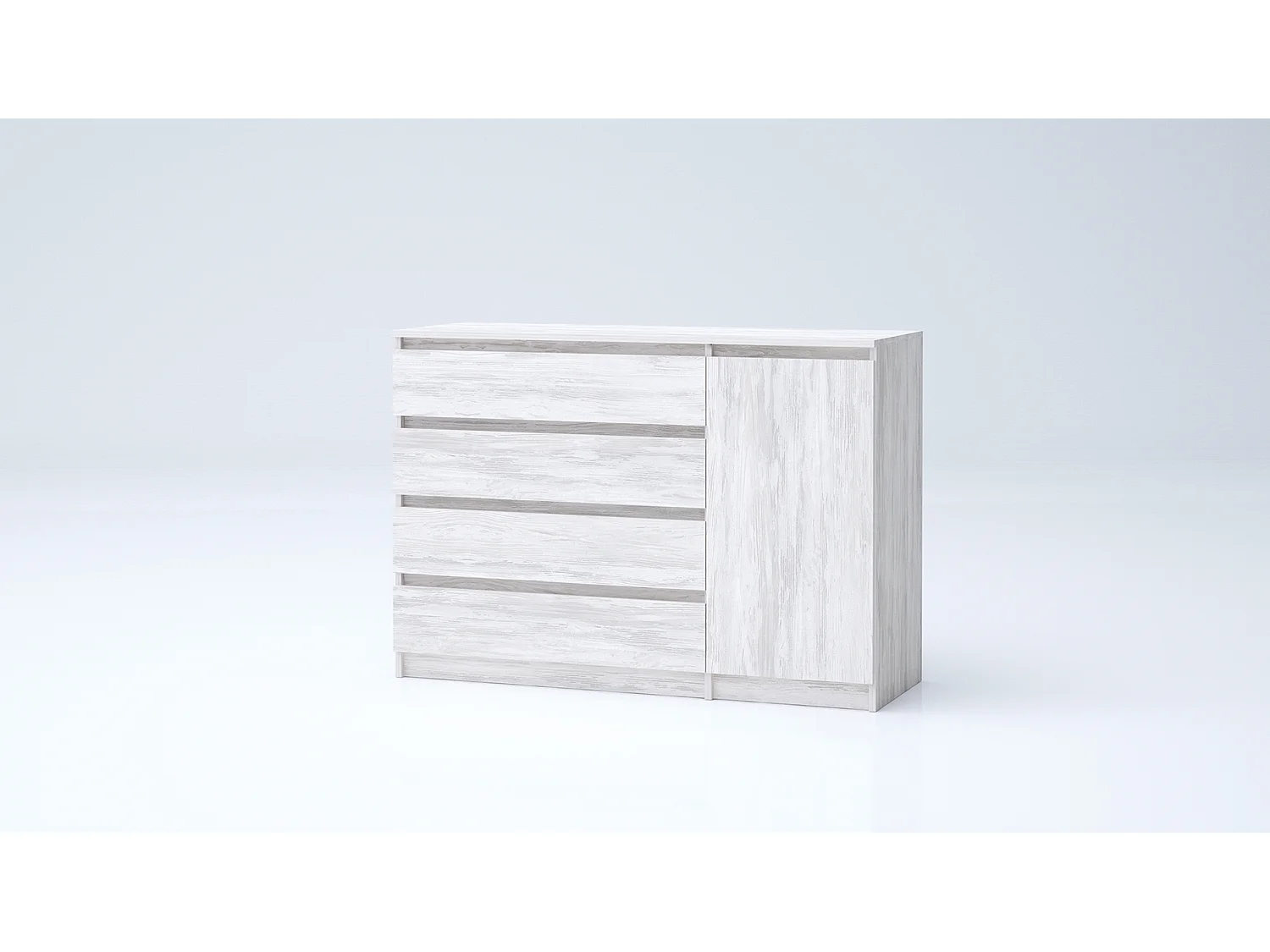 Madia grande per soggiorno 120x86 cm con 4 cassetti bianco legno MG7