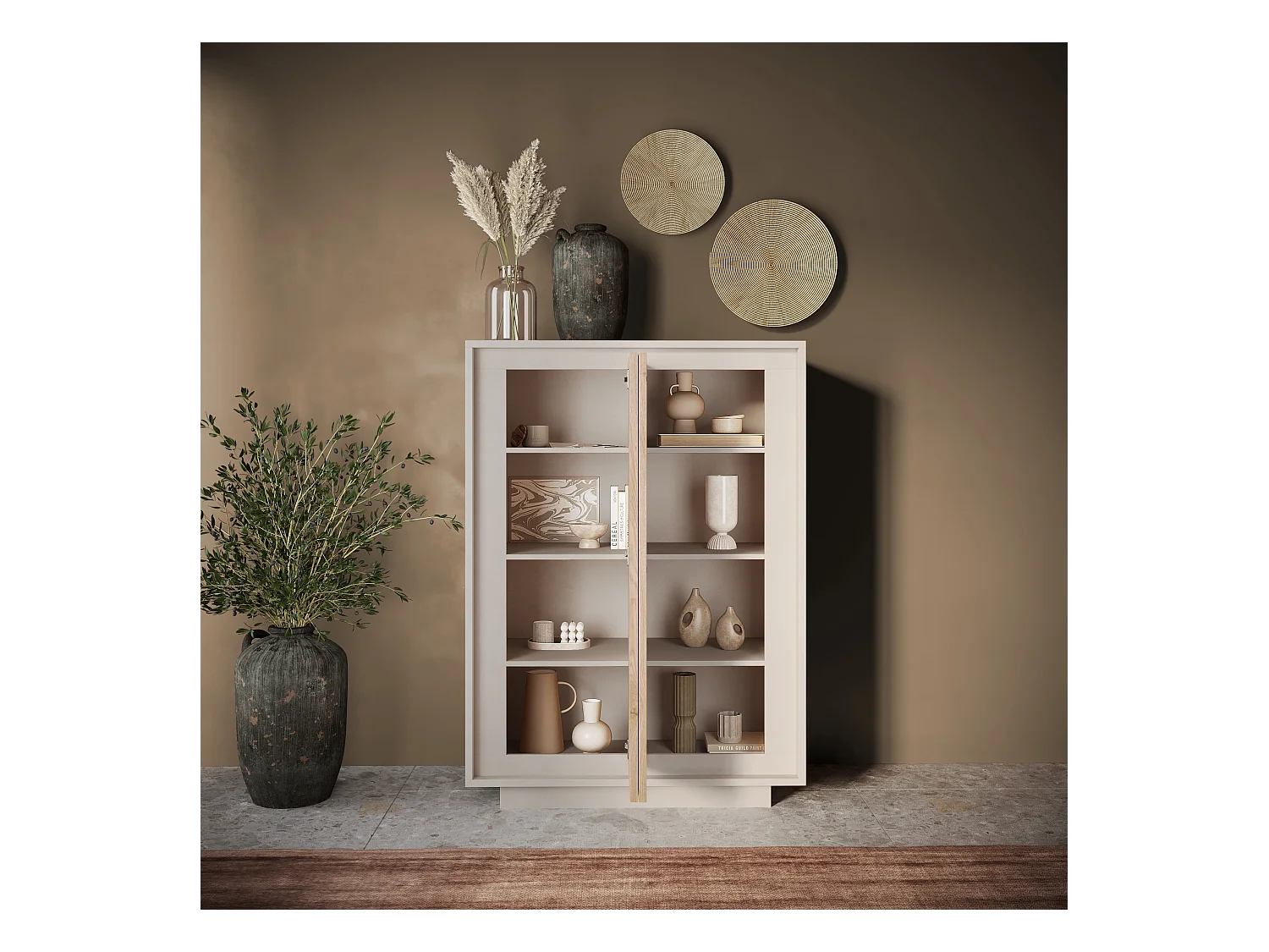 Mobile contenitore a 2 ante 106x171 cm cashmere e rovere chiaro MCL17