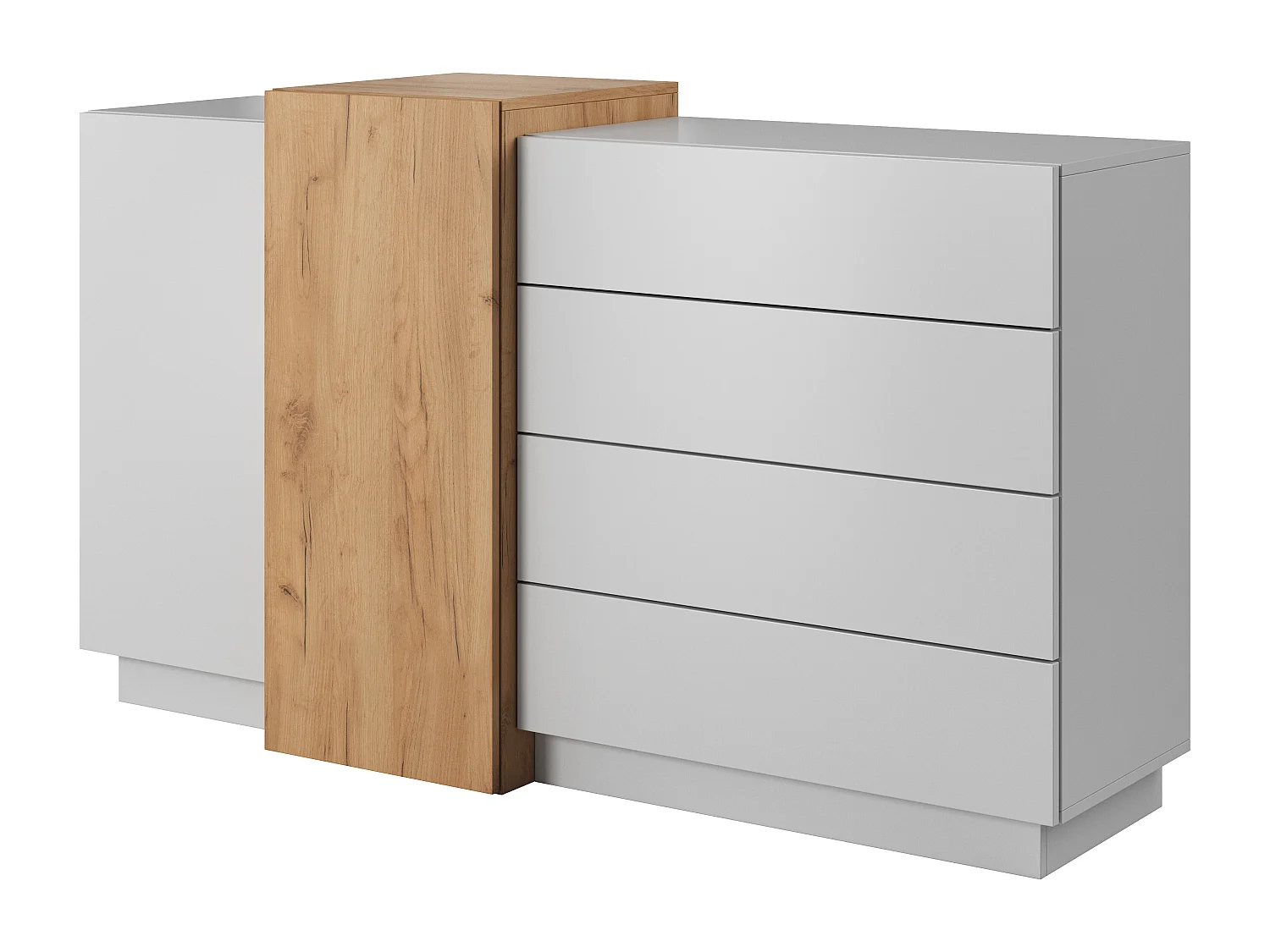 Madia moderna 110x129cm bianca e rovere MALK39