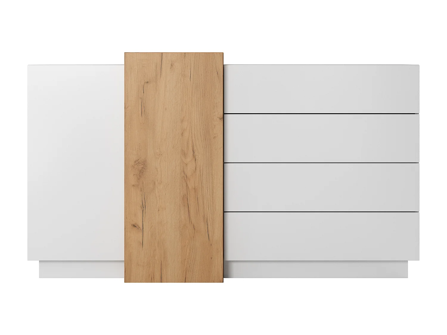 Madia moderna 110x129cm bianca e rovere MALK39