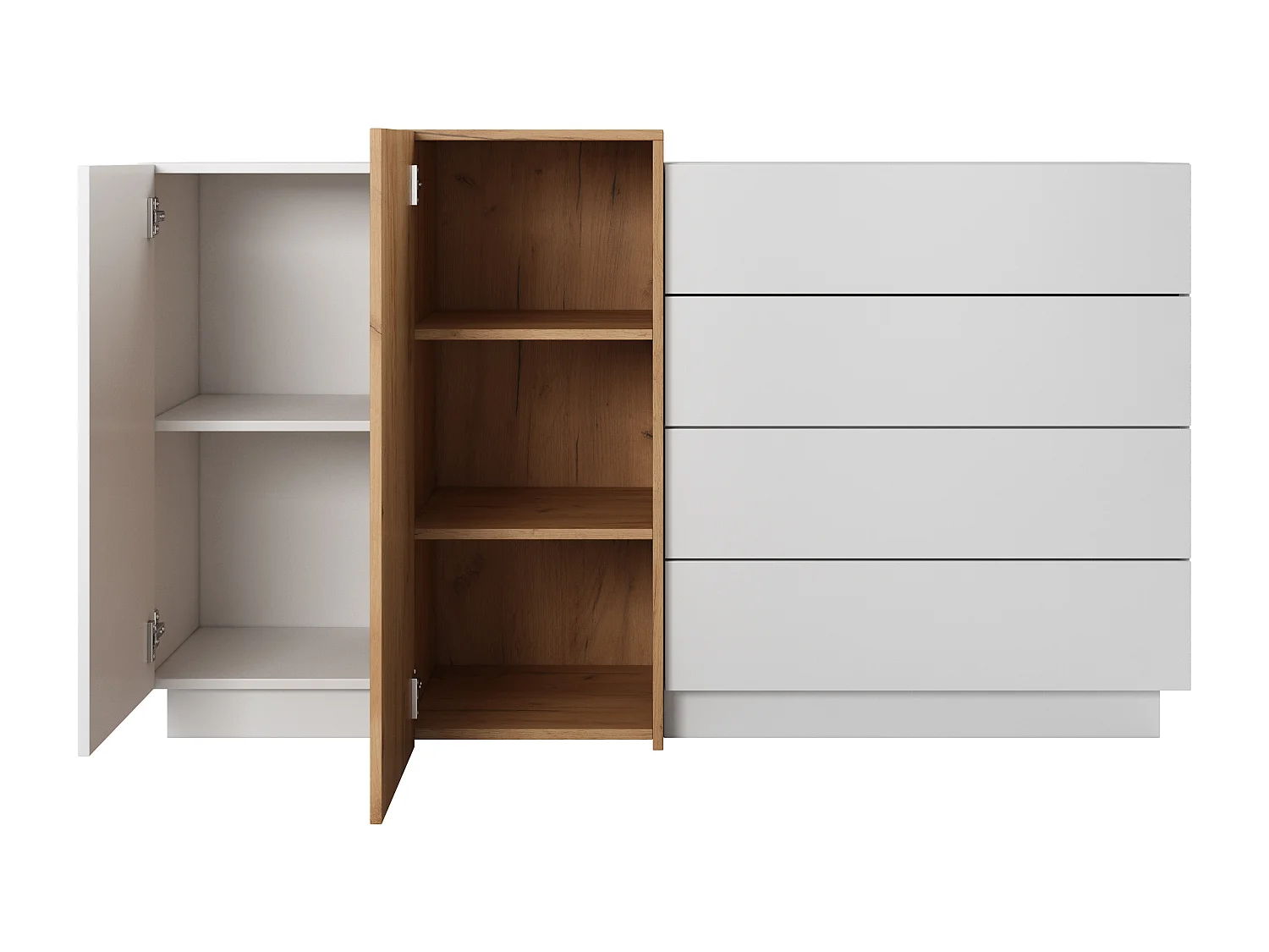 Madia moderna 110x129cm bianca e rovere MALK39