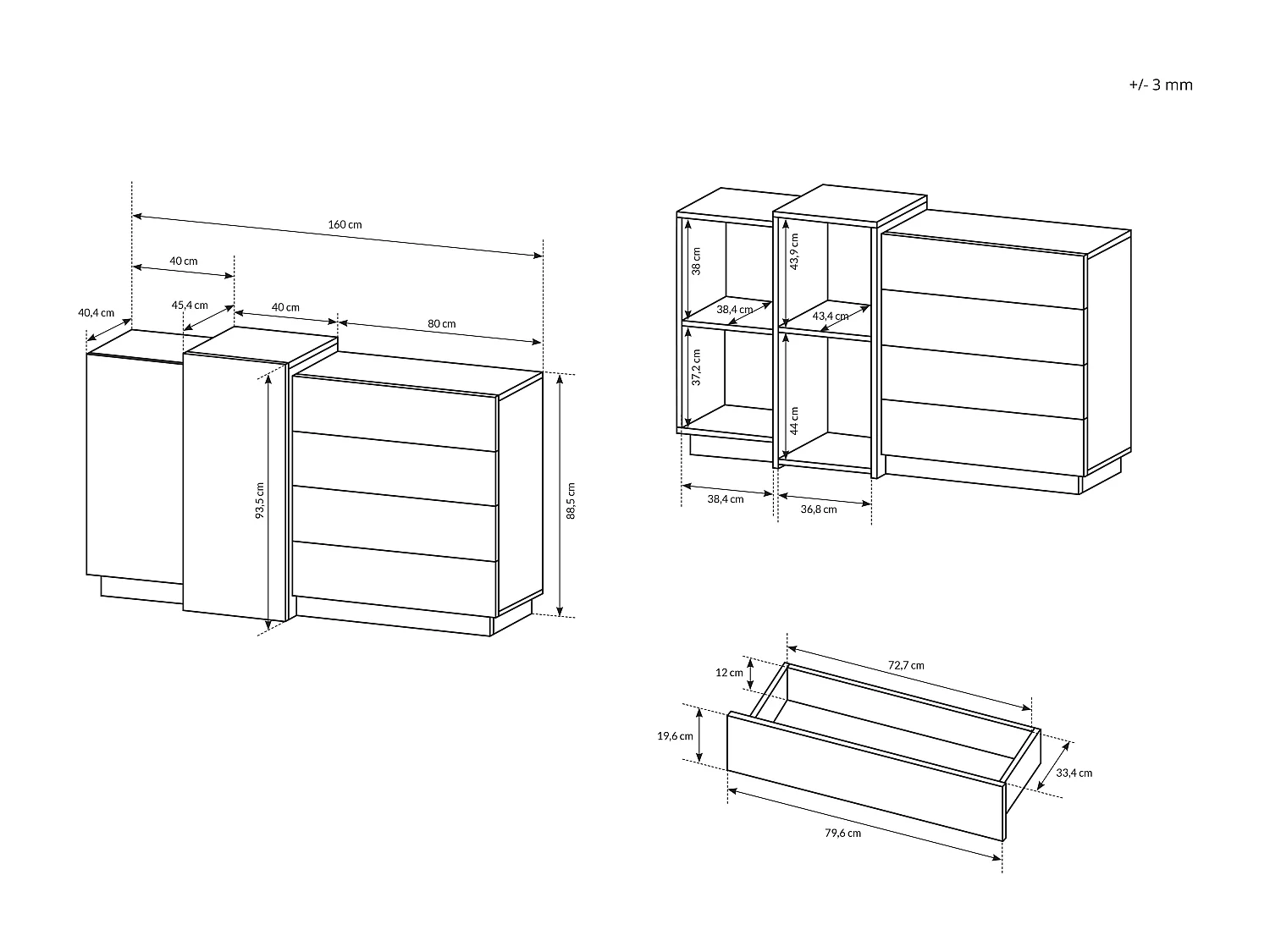 Madia moderna 110x129cm bianca e rovere MALK39