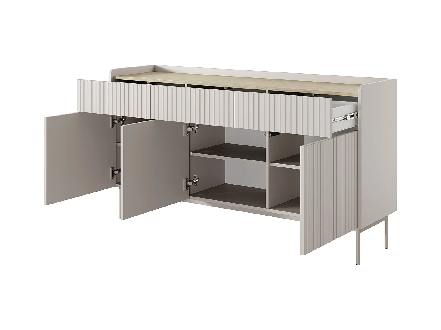 Madia moderna 153x82cm con 3 ante e 3 cassetti beige MALK20