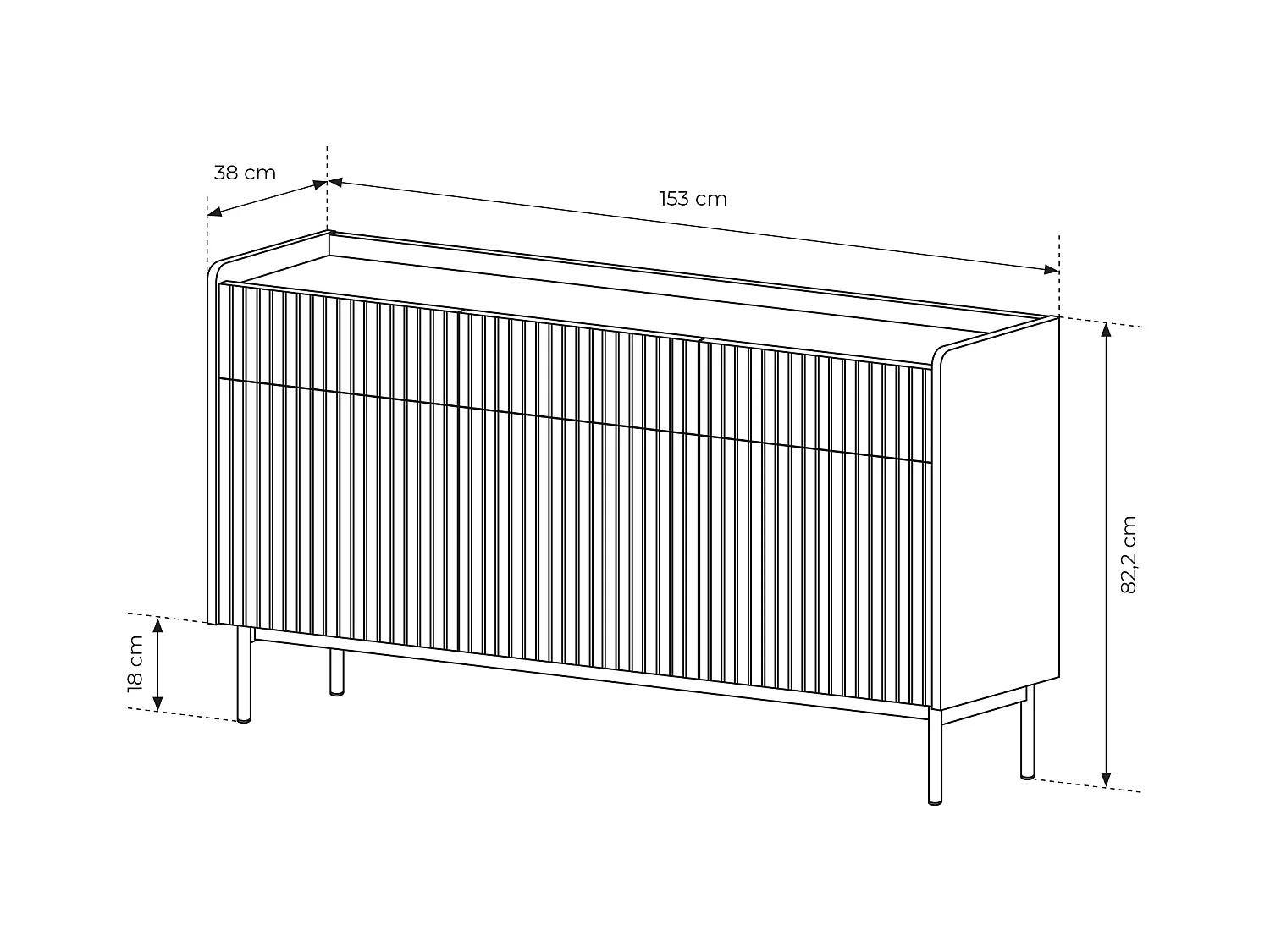 Madia moderna 153x82cm con 3 ante e 3 cassetti beige MALK20