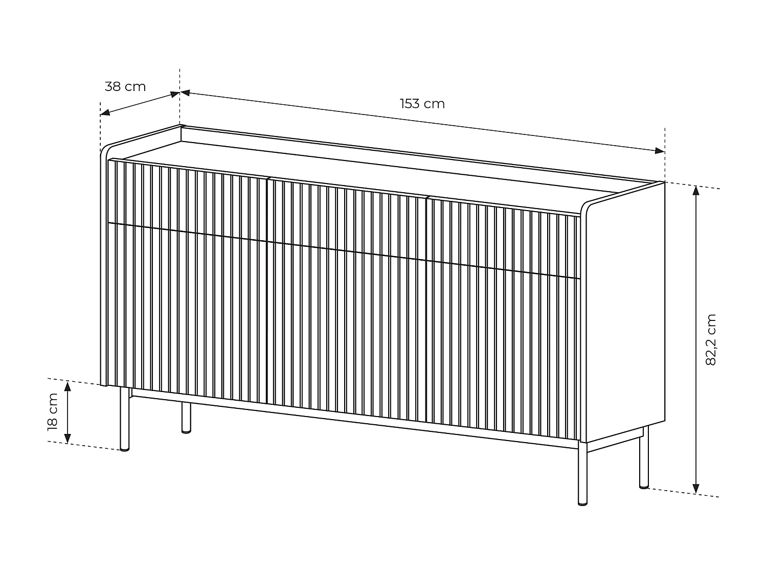 Madia moderna 153x82cm con 3 ante e 3 cassetti beige MALK20