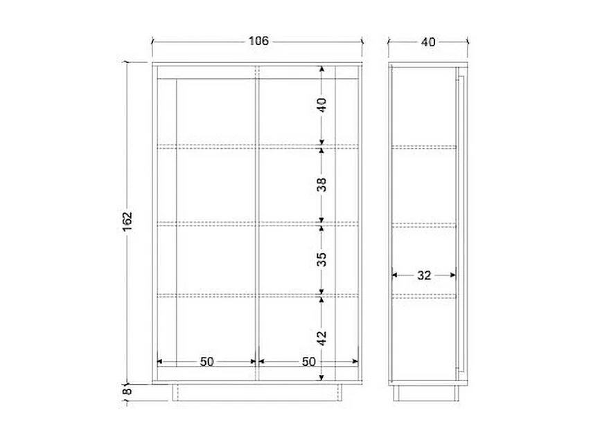 Mobile contenitore a 2 ante 106x171 cm bianco opaco e rovere scuro MCL17
