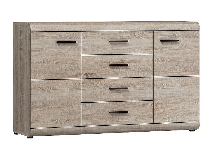 Madia moderna 138x87cm con 2 ante e 4 cassetti rovere chiaro MALK23