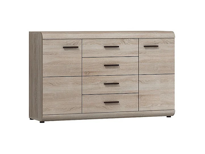 Madia moderna 138x87cm con 2 ante e 4 cassetti rovere chiaro MALK23