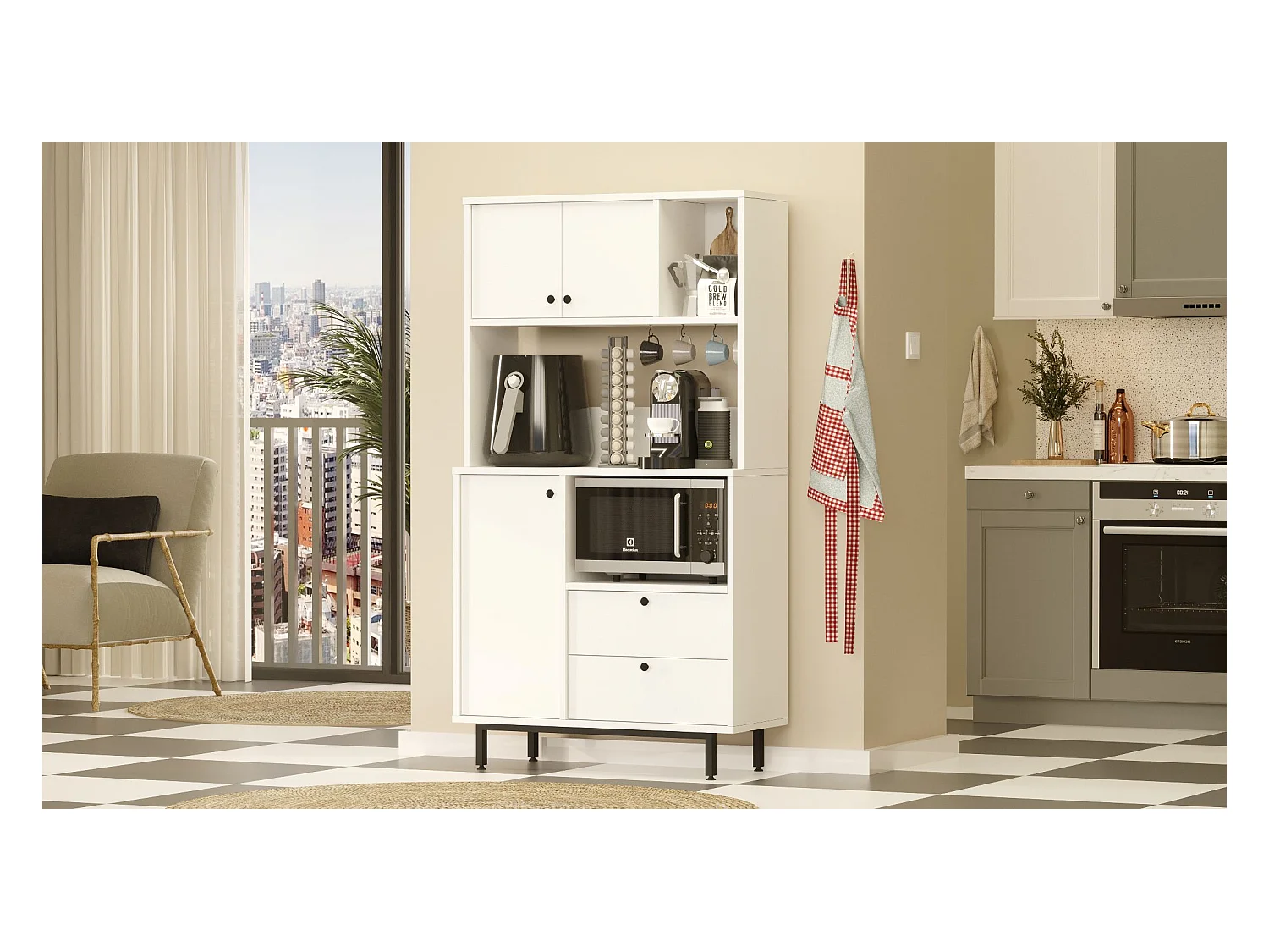 Armario De Cocina Royce 3 Puertas 2 Cajones Blanco