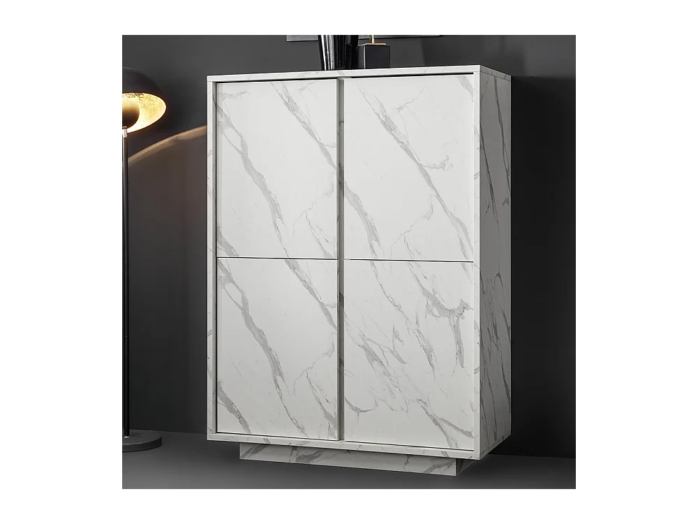 Credenza alta con quattro ante marmorizzate design moderno 92x145 MCL8 marmo chiaro
