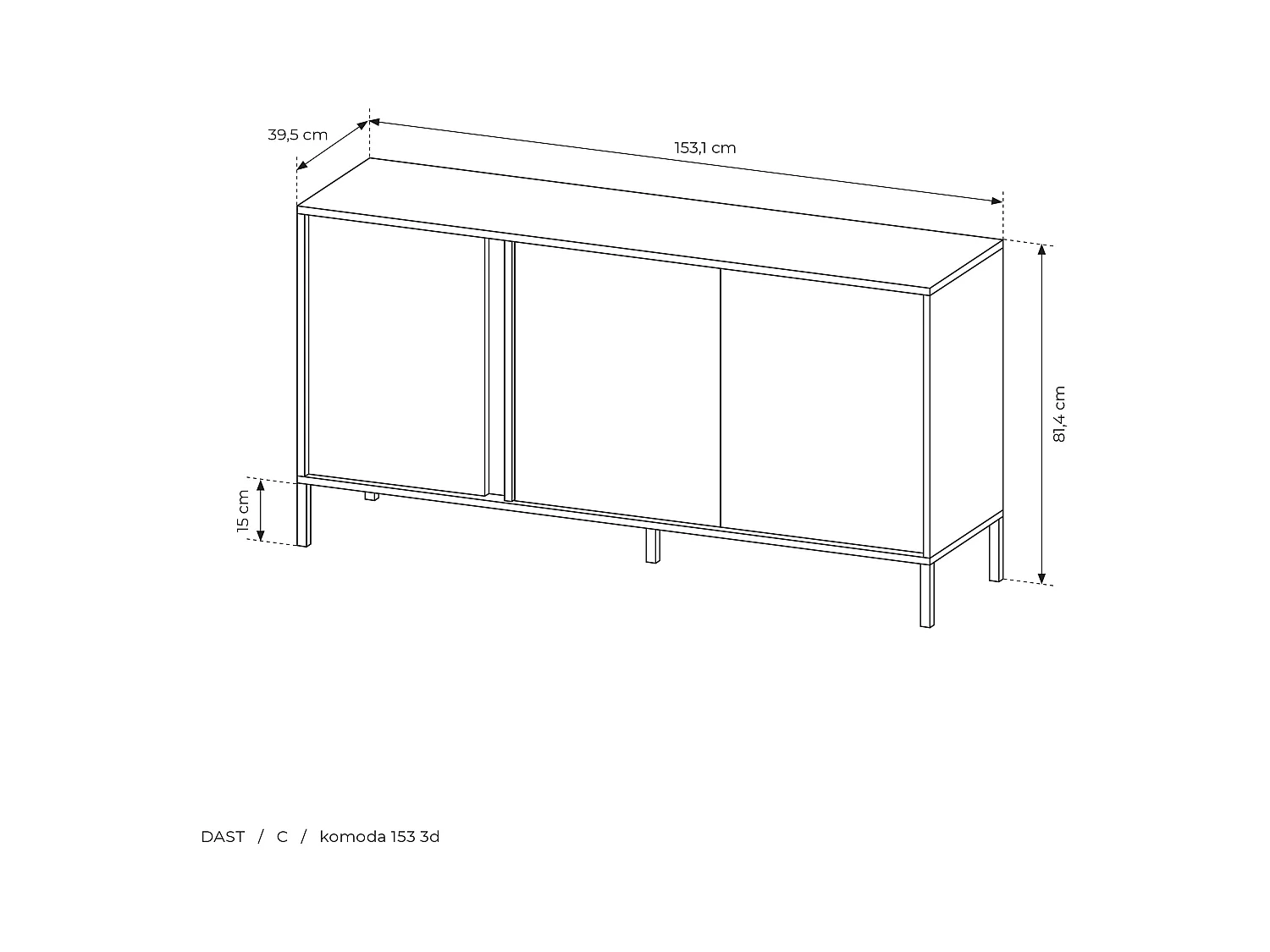 Madia moderna 153x81cm con luce LED 3 ante beige MALK7