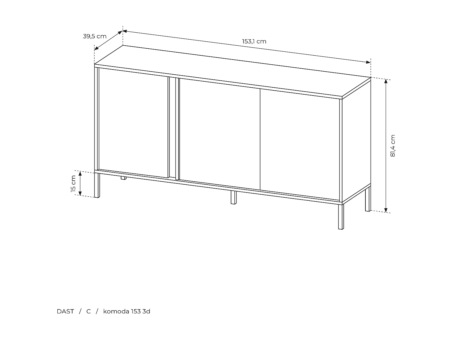 Madia moderna 153x81cm con luce LED 3 ante beige MALK7