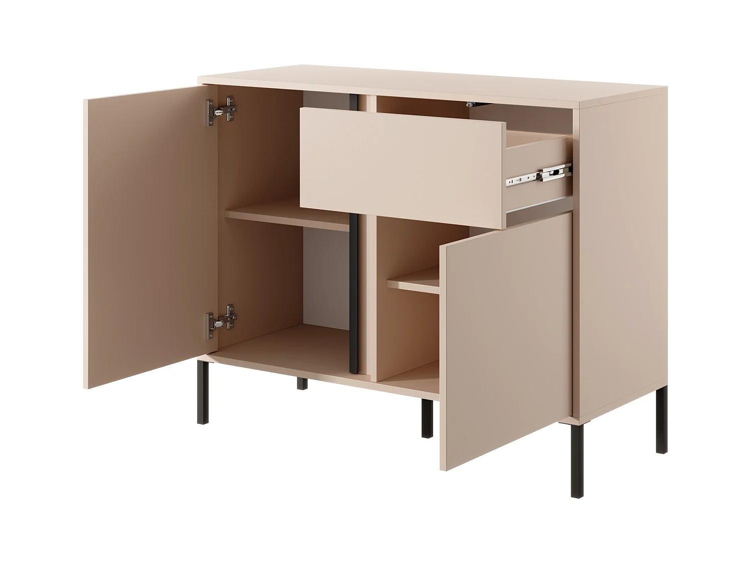 Madia moderna 103x81cm con luce LED 2 ante e 1 cassetto beige MALK8