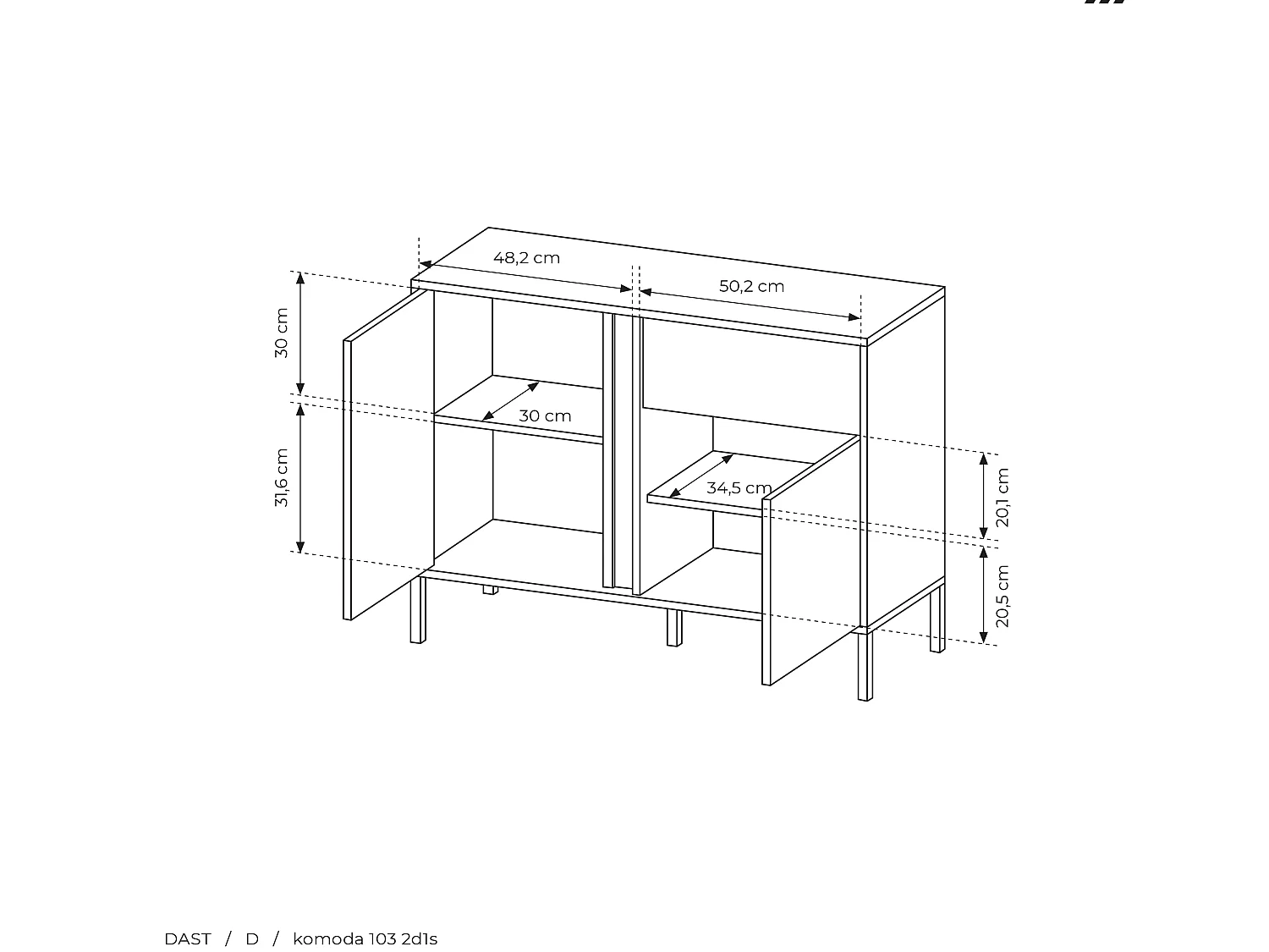Madia moderna 103x81cm con luce LED 2 ante e 1 cassetto beige MALK8