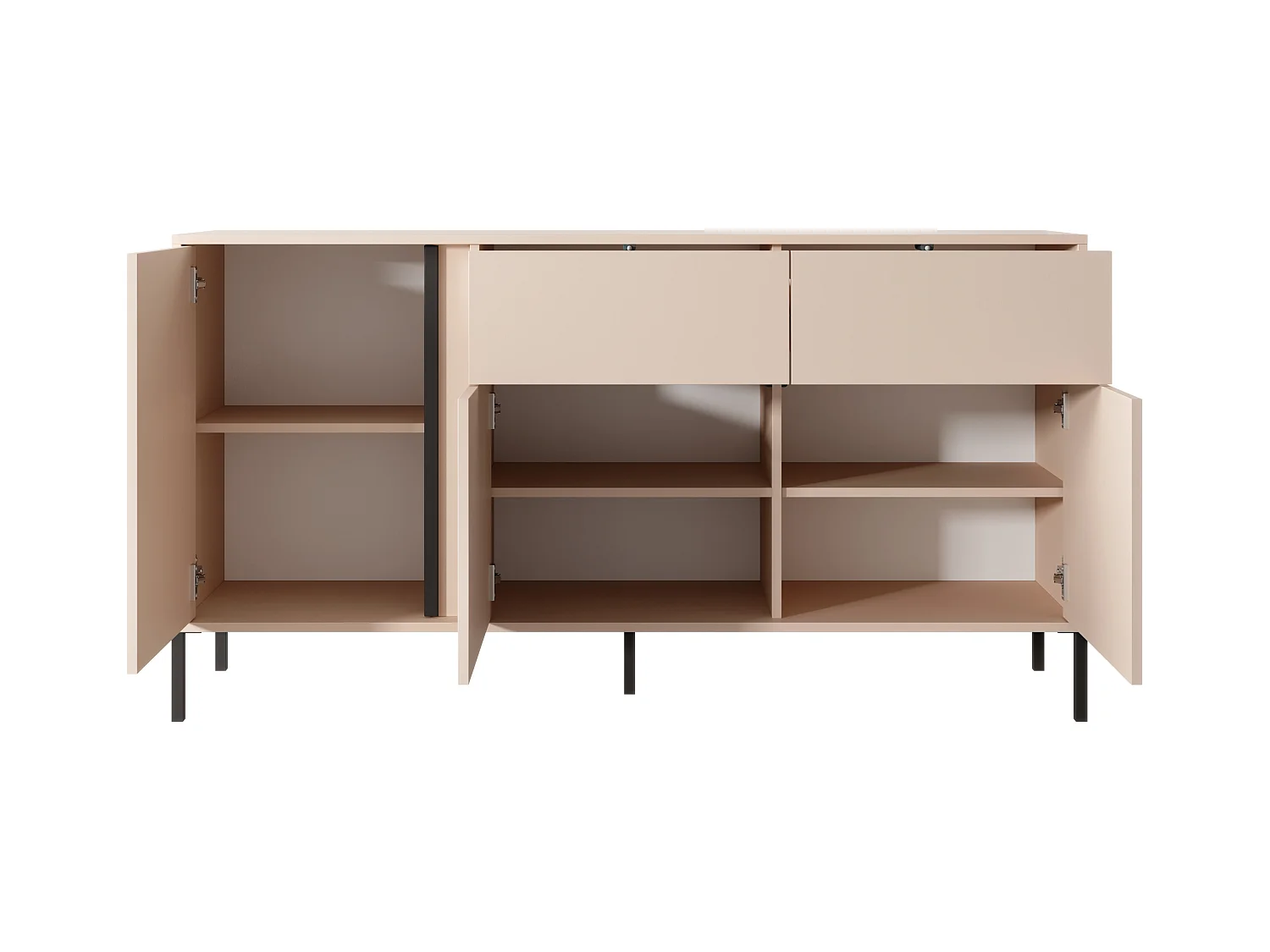 Madia moderna 153x81cm con luce LED  3 ante e 2 cassetti beige MALK6