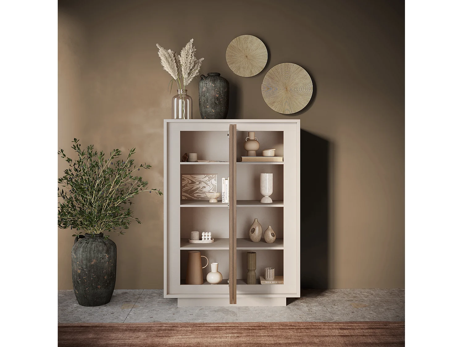 Mobile contenitore a 2 ante 106x171 cm cashmere e rovere scuro MCL17