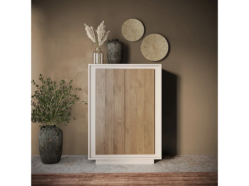 Mobile contenitore a 2 ante 106x171 cm cashmere e rovere scuro MCL17