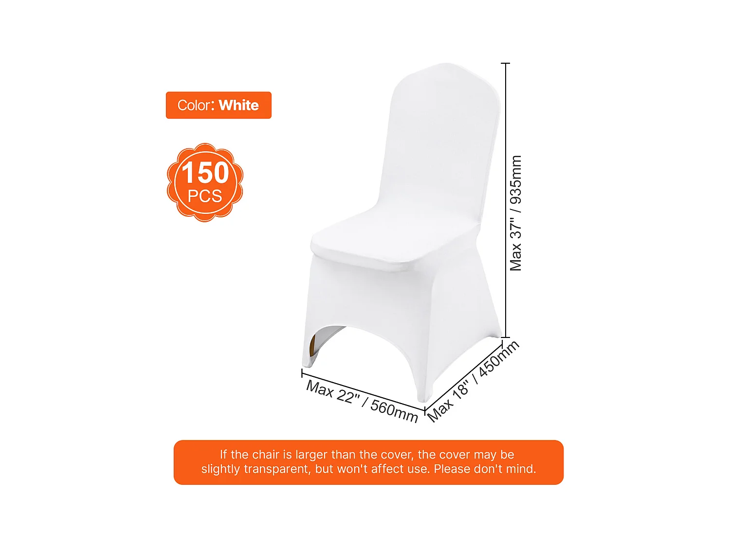 Housses de Chaises Pliantes en Élasthanne Extensible Blanc SucceBuy, Lot de 150 pour Fête de Mariage