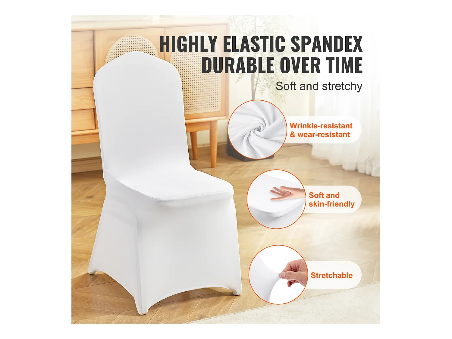 Housses de Chaises Pliantes en Élasthanne Extensible Blanc SucceBuy, Lot de 150 pour Fête de Mariage