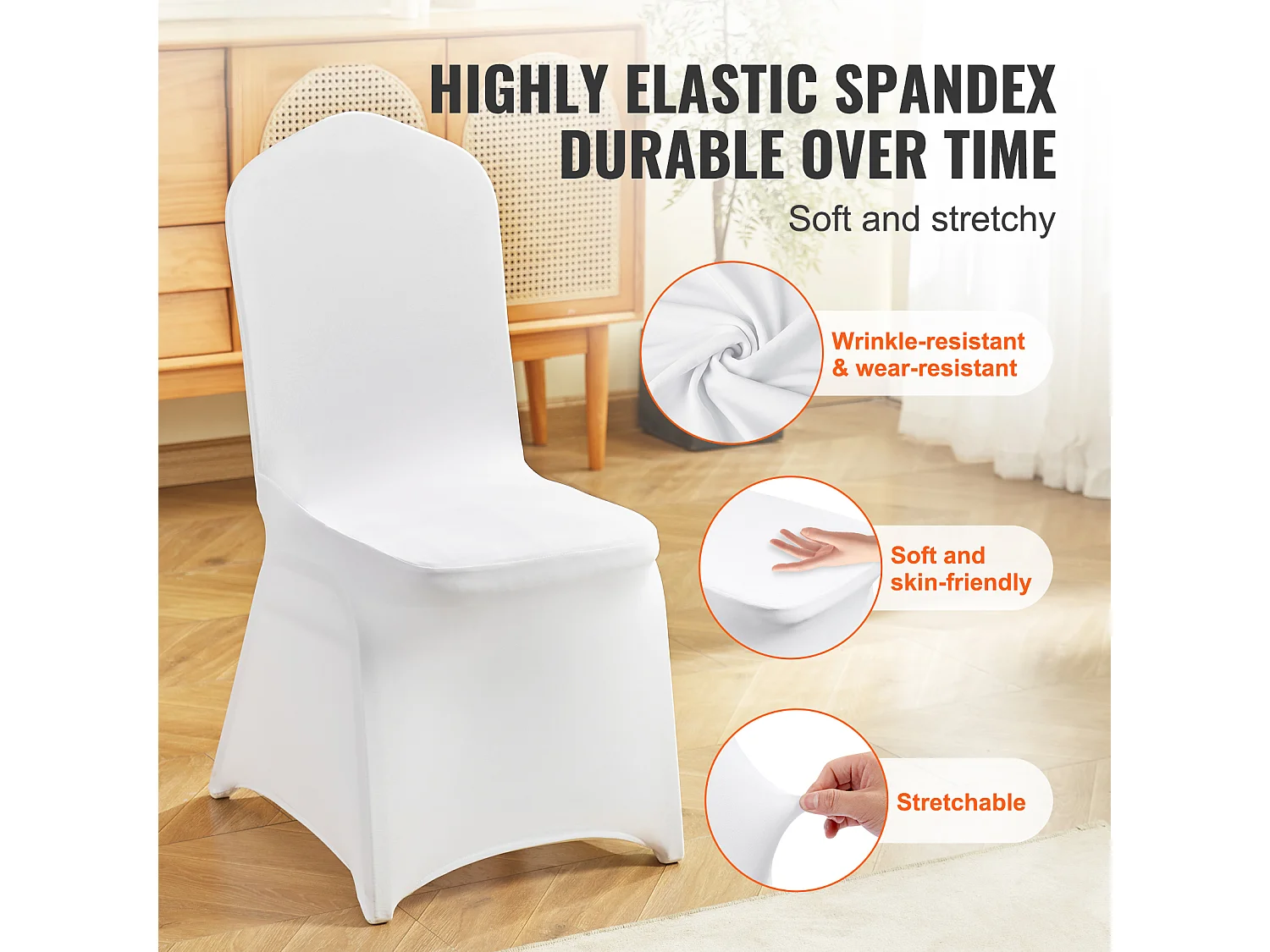 Housses de Chaises Pliantes en Élasthanne Extensible Blanc SucceBuy, Lot de 150 pour Fête de Mariage