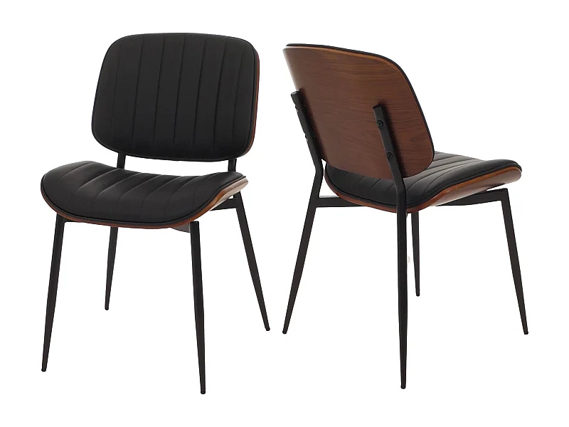 Silla de comedor MCW-O44 (set de 2),  aspecto nogal, negro