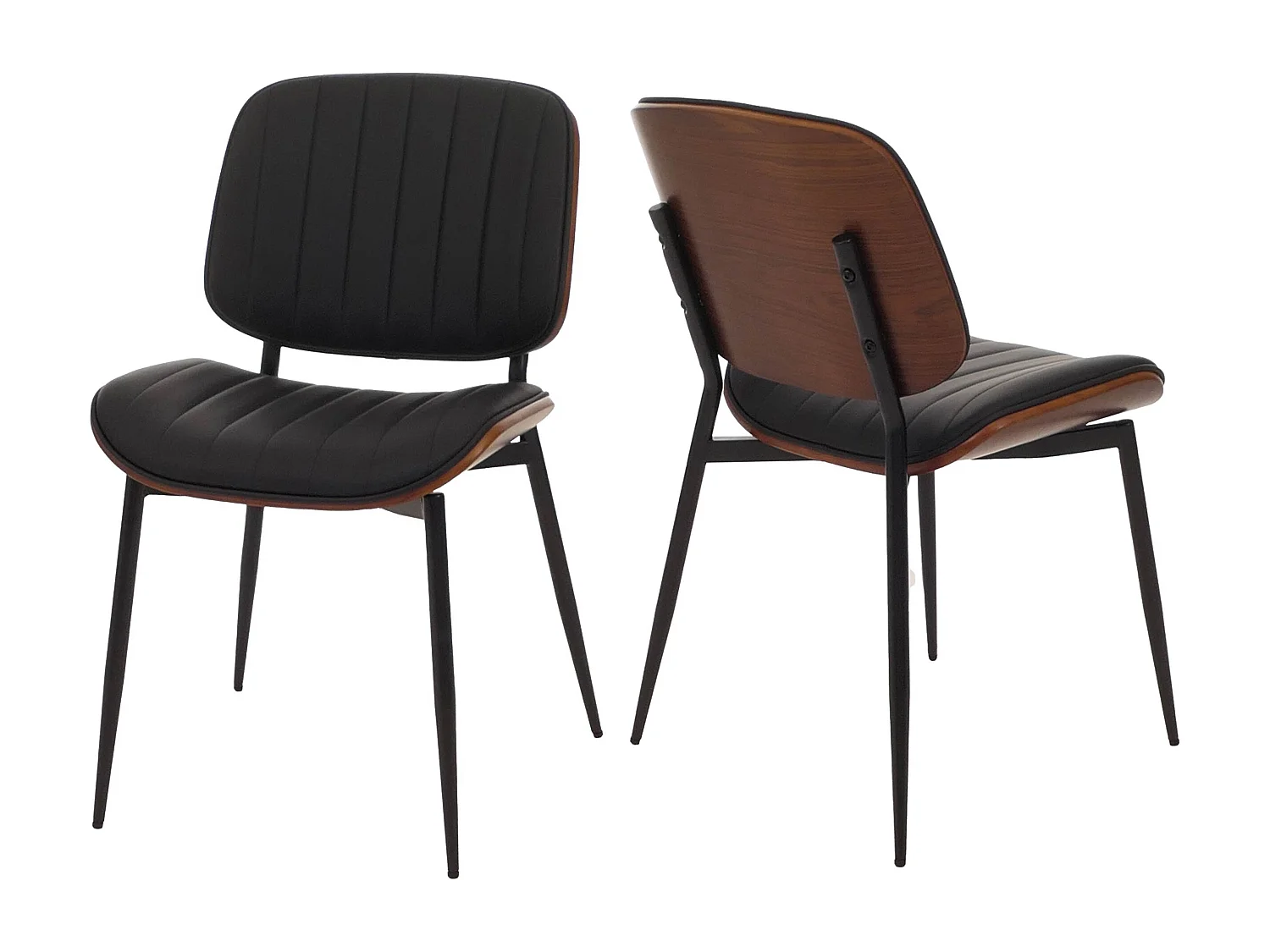 Esszimmerstuhl MCW-O44 (2er-Set), Walnuss-Optik, schwarz