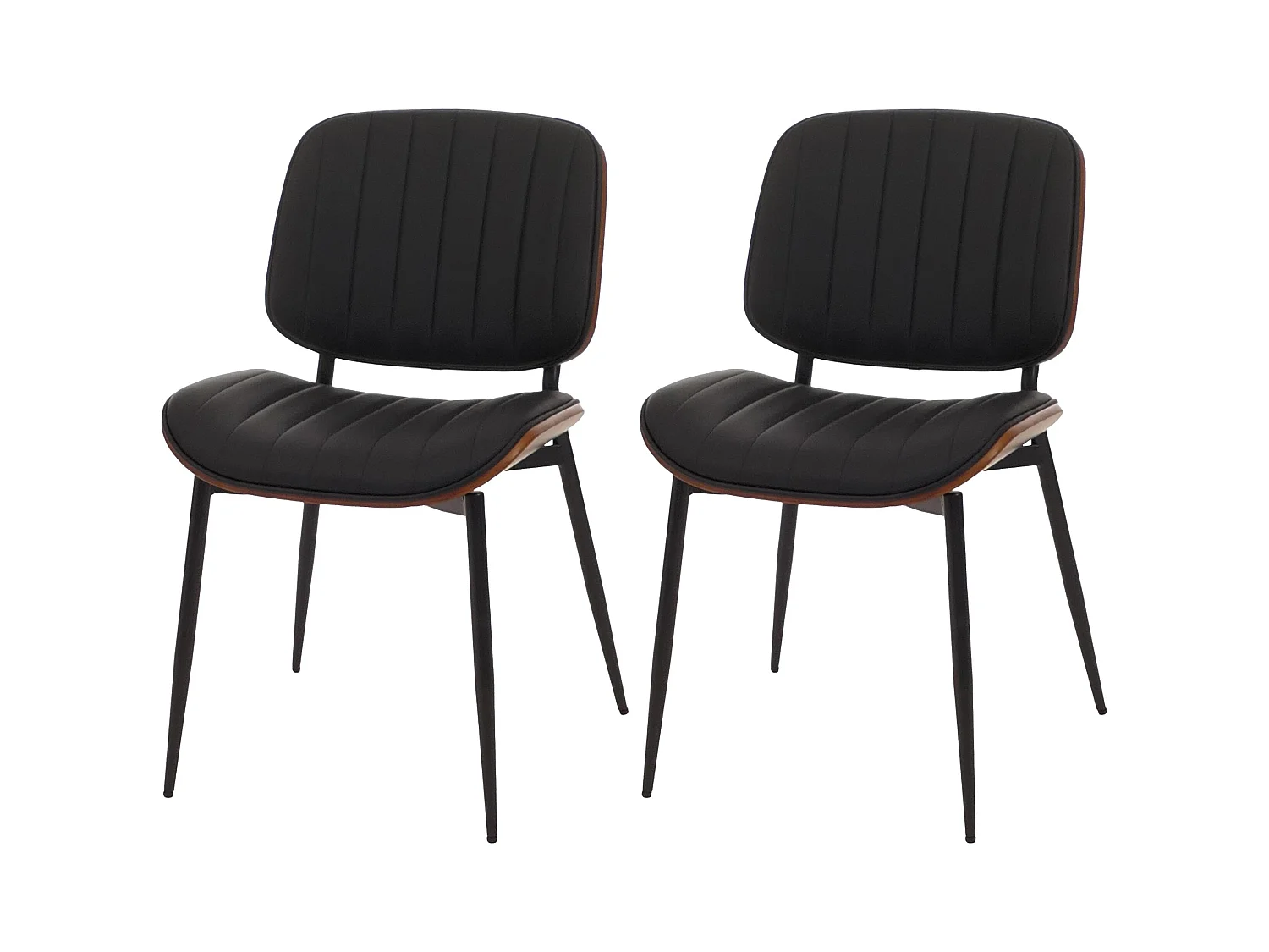 Esszimmerstuhl MCW-O44 (2er-Set), Walnuss-Optik, schwarz