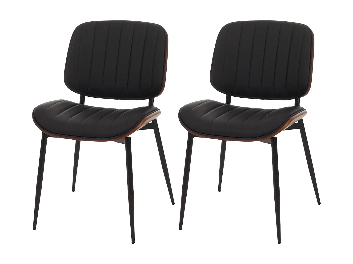 Chaise de salle à manger MCW-O44 (lot de 2),  aspect noyer, noir