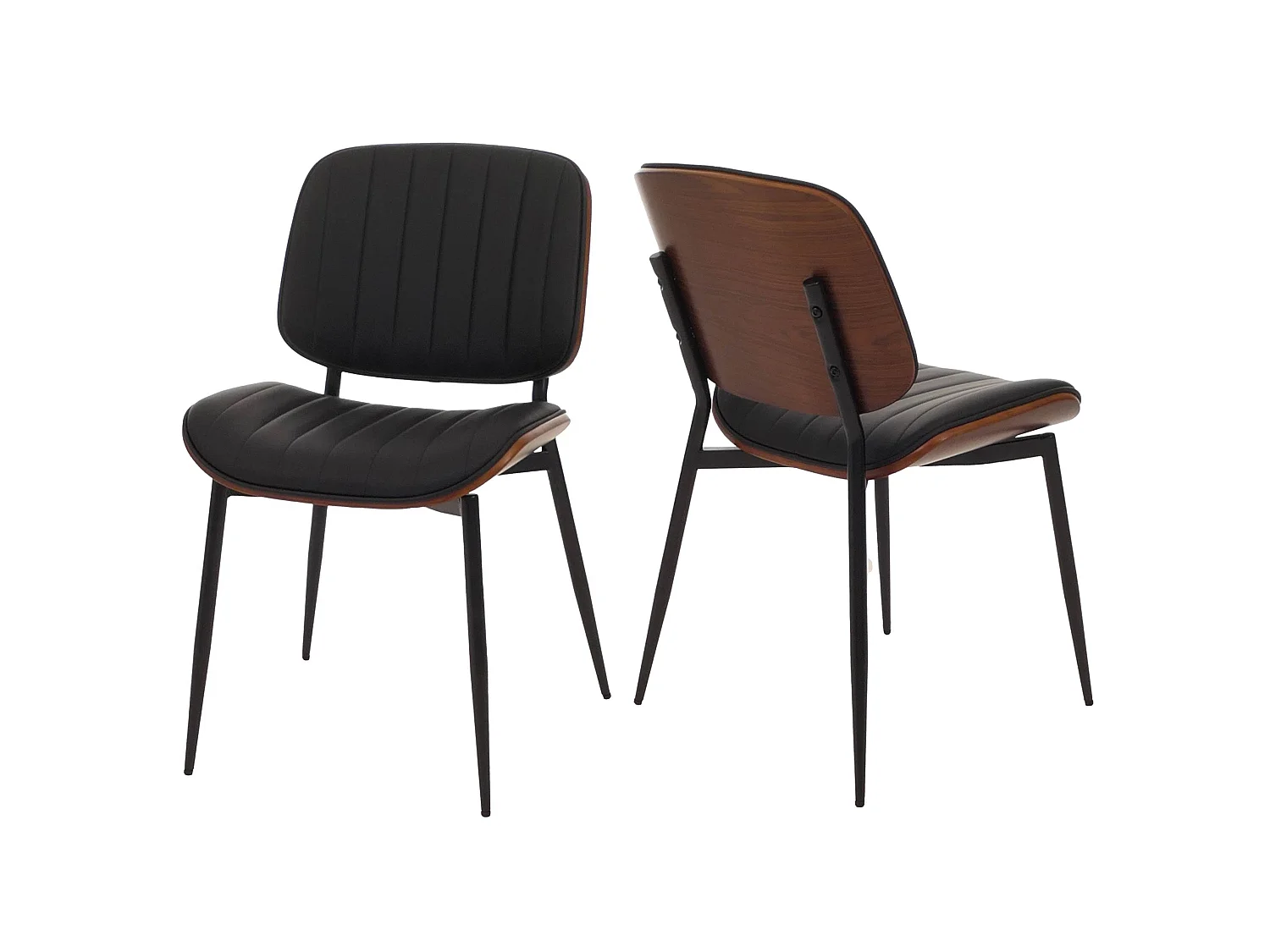 Chaise de salle à manger MCW-O44 (lot de 2),  aspect noyer, noir