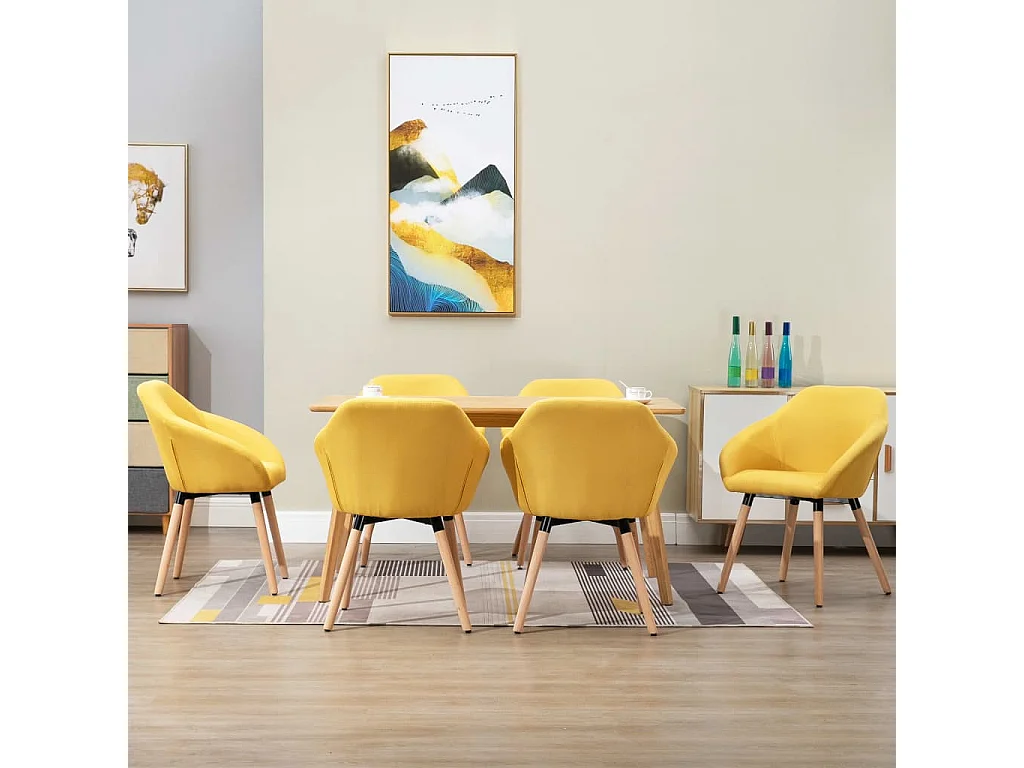 Chaises à manger lot de 6 jaune tissu