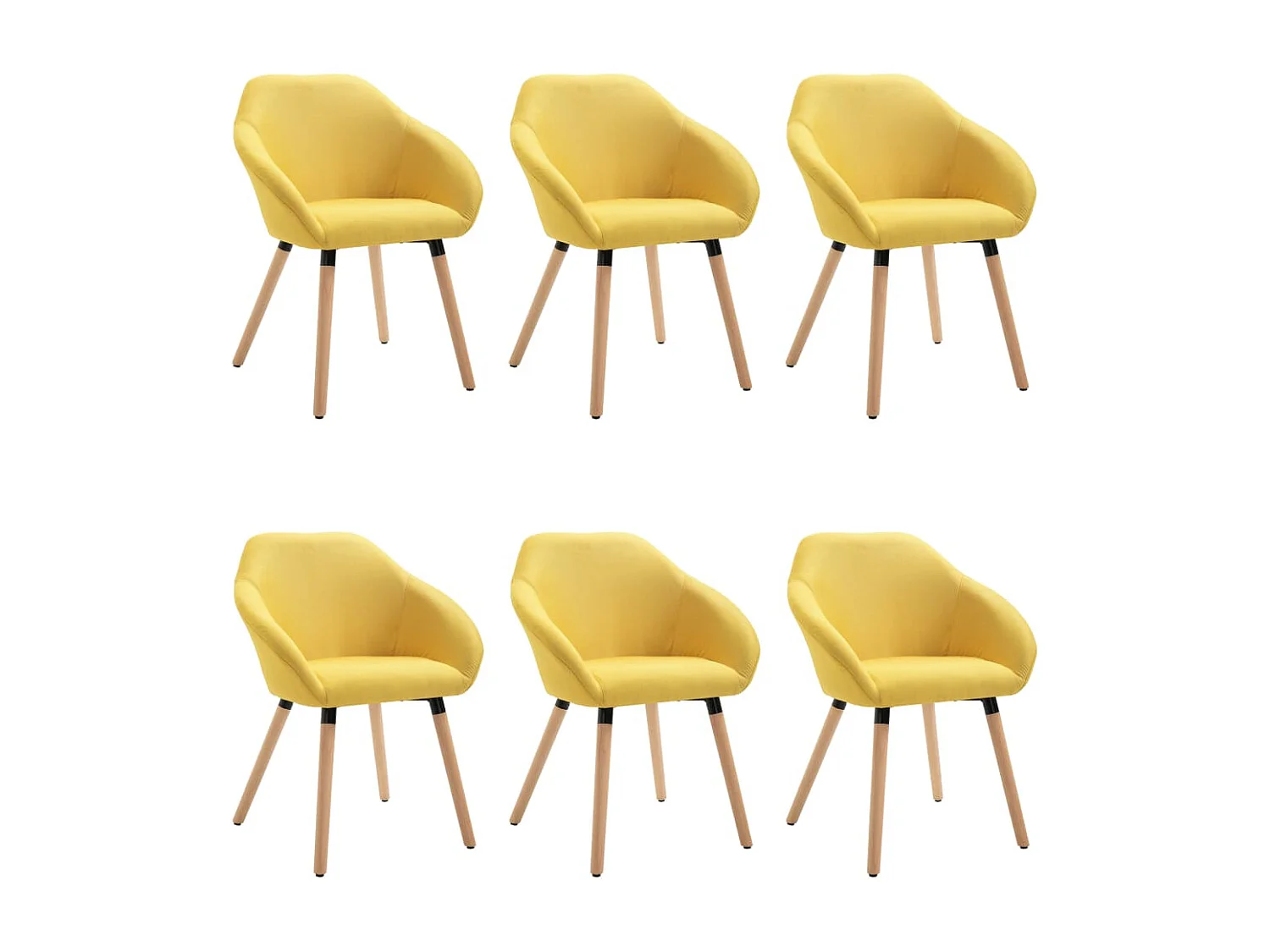 Chaises à manger lot de 6 jaune tissu