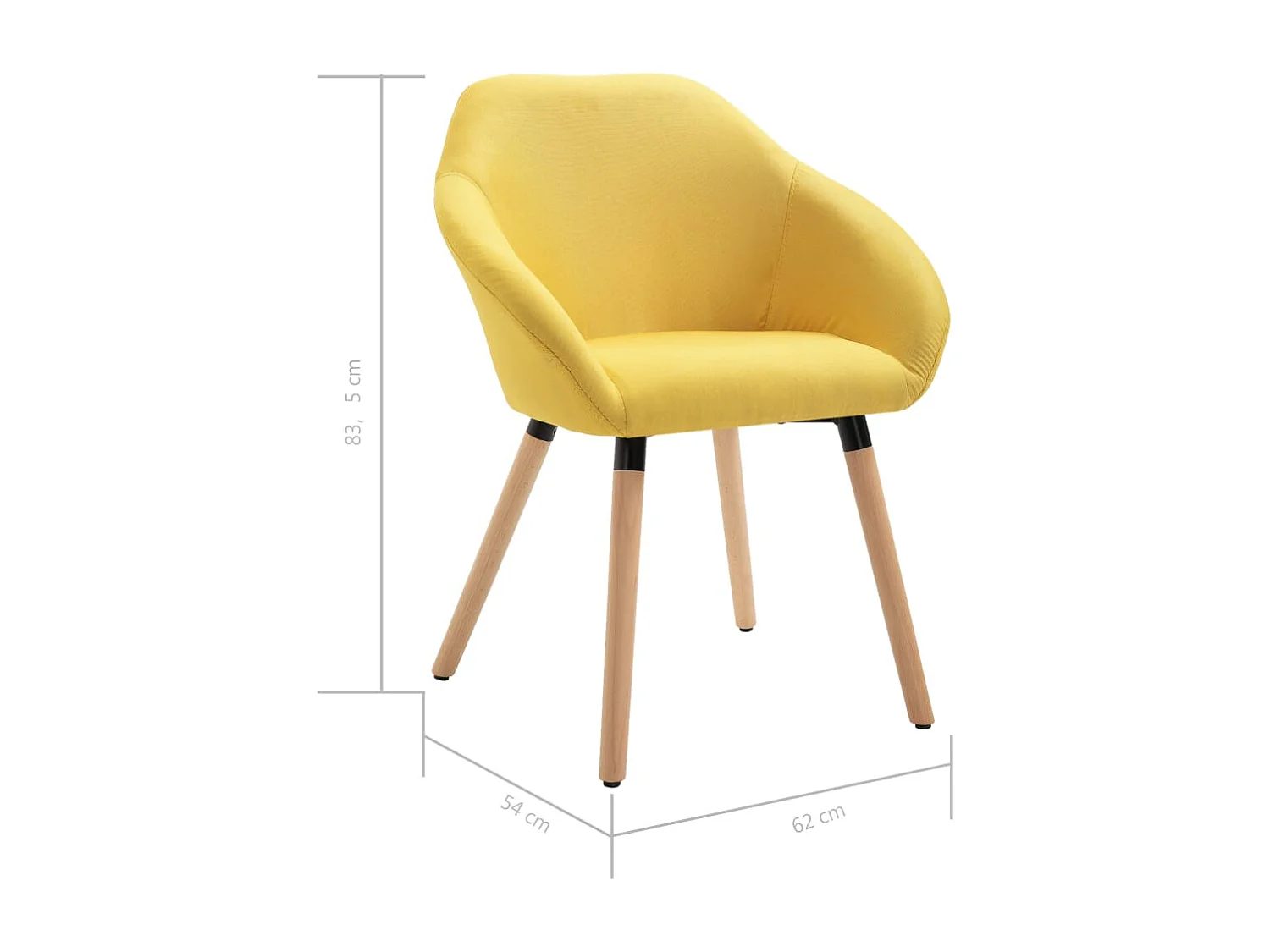 Chaises à manger lot de 6 jaune tissu