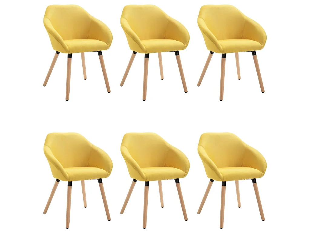 Chaises à manger lot de 6 jaune tissu