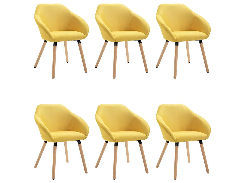 Chaises à manger lot de 6 jaune tissu