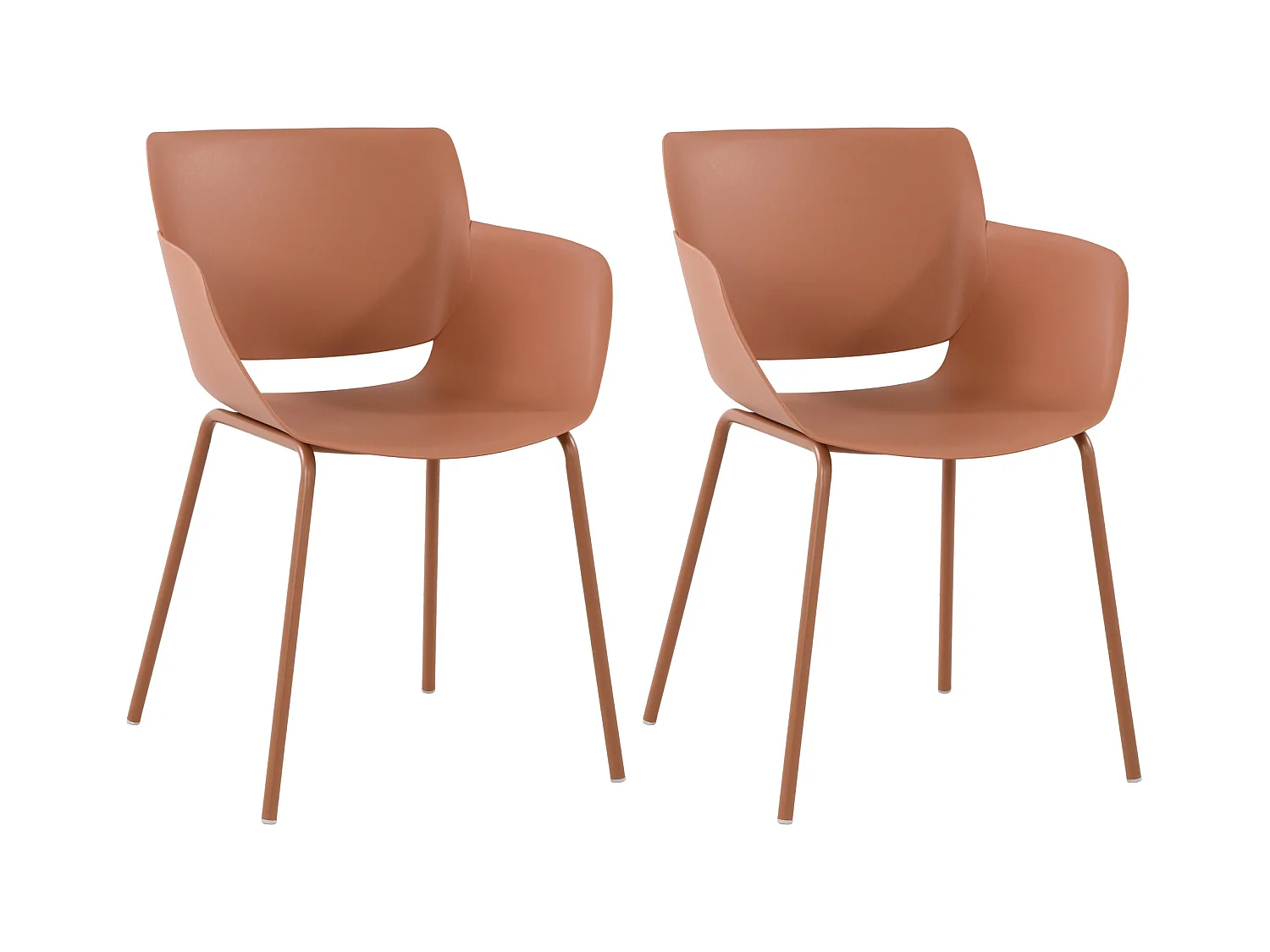 Lot de 2  chaise salle à manger - Plastique - Terre cuite - Alpena