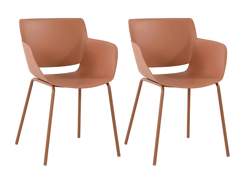 Lot de 2  chaise salle à manger - Plastique - Terre cuite - Alpena