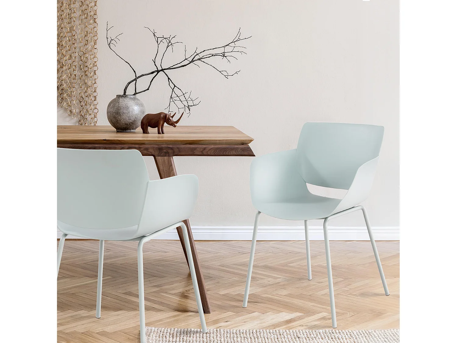 Lot de 2  chaise salle à manger - Plastique - Turquoise - Alpena