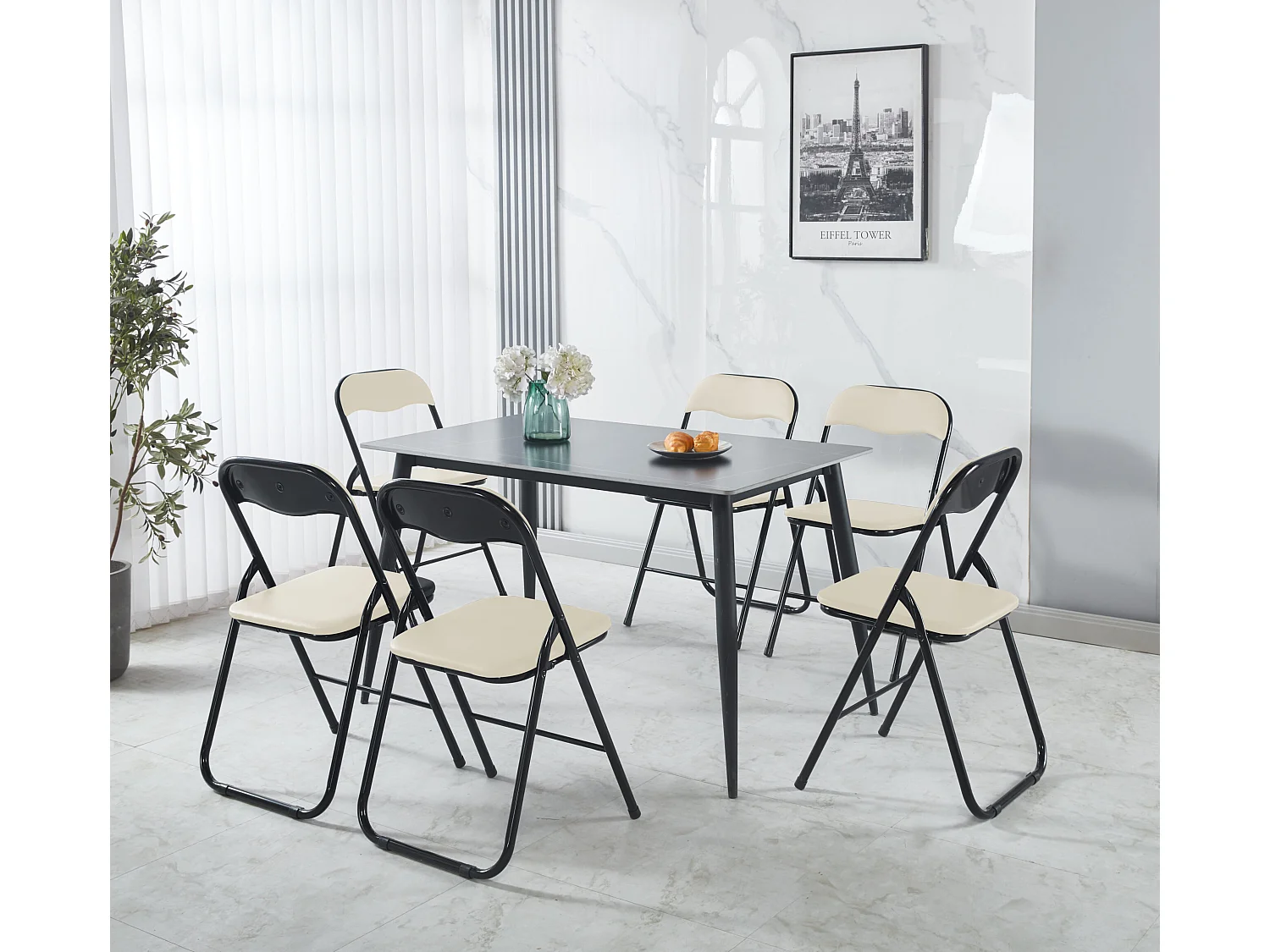 Hooma - Lot de 6 chaises pliantes d'intérieur et confortables en PVC